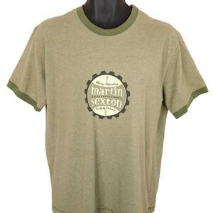 Vintage Martin Sexton T Shirt Mens Size Large Green Y2K Americana Ringer Tee